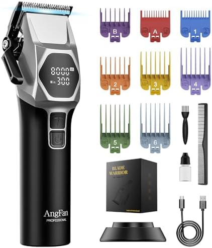 ANGFAN Cordless Hair Clippers for Men 8000RPM 5-Speed 440C Oxide Blades by ANGFAN