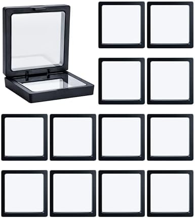 12 Pcs 3D Floating Frame Display Case 2.8 x 2.8 x 0.8 Inch Black by LLKJHGE