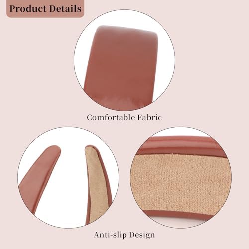 Brown Headband Faux Leather Thin Hairband Halloween Head Bands for Womens & Girls Hair Solid Simple Holiday Cosplay Head Bands Brown Hair Accessories for Women Girls - Image 3