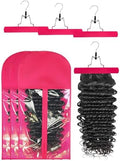 3 Pcs Hair Extension Holder for Styling, Wig Storage Bags with Hanger, Rose by Whtawtaw