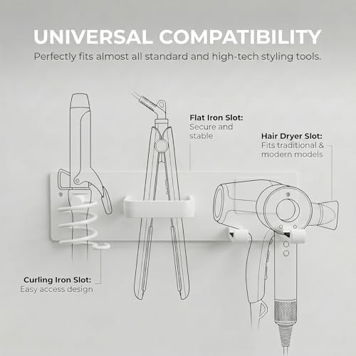 Blow Hair Dryer Holder Wall Mounted, 3 in 1 Hair Tool Organizer - Image 5