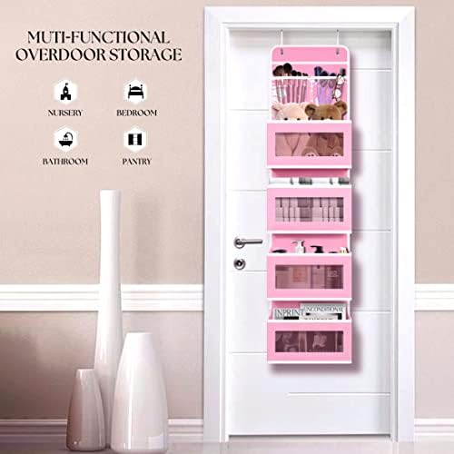 GCreation Over Door Organizer for Bedroom Bathroom Pantry, 5 Shelf Pink - Image 2