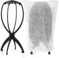 ProSuites 2 Pack Wig Stand with 2 Pcs Wig Dust Bags, Wig Holder Hat Display with Wig Bag for Women Multiple Wigs - Wig Party Kit for Salon Home Travel Use by ProSuites