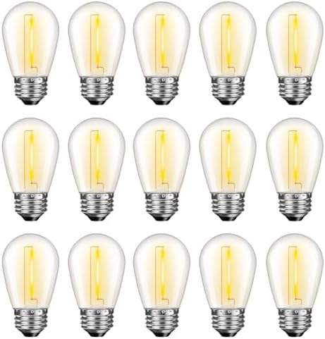 GvvooHome 15 Pack S14 LED Outdoor String Light Bulbs, Warm White, E26 Base by GvvooHome