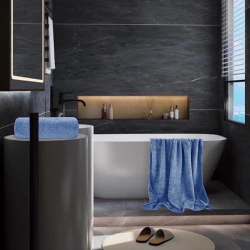 MaopaoBeauty 2 Pack Bath Towel Set 35" x 70", Extra Large Waffle Bath Towel Set, Microfiber Super Soft Highly Absorbent, Sturdy Quick Drying Towels for Bathroom, Gym, Sports, Yoga (2PCS Light Blue) - Image 7