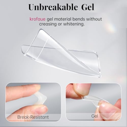 Krofaue 1008PCS French Nail Tips, Clear & Natural Flexible Gel, 12 Sizes - Image 3