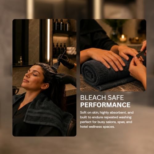 Bulk 72-Pack Professional-Grade Bleach Safe Salon Towels, 16" x 27", Black - Image 3