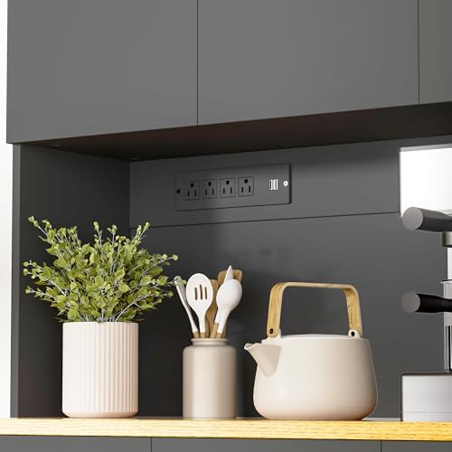 DIYART 71 Inch Black Pantry Cabinet with Power Outlet, Heavy-Duty Freestanding Kitchen Storage Organizer with Reinforced Frame, Pantry Hutch for Kitchen, Dining Room, Living Room - Image 4