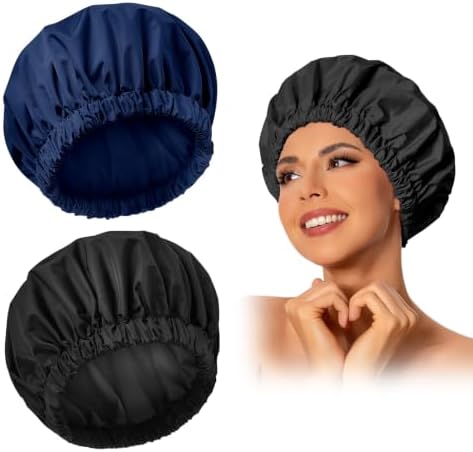 Edoneery Shower Caps for Women Reusable Waterproof, Shower Hair Cap by Edoneery