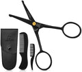 DEMAXA 4.5" Round Tip Safety Mustache Scissors Beard Scissors with 1 Mustache Comb, 1 Beard Comb & Soft Pouch – Best Facial Hair Shears for Beard Mustache Trimming Nose & Ear Hair by DEMAXA