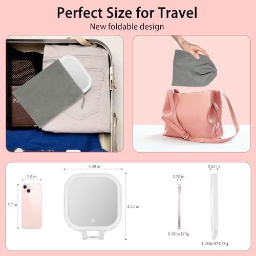 Travel Makeup Mirror with Lights & 1X/10X Magnifying Vanity Mirror 7" - Image 5