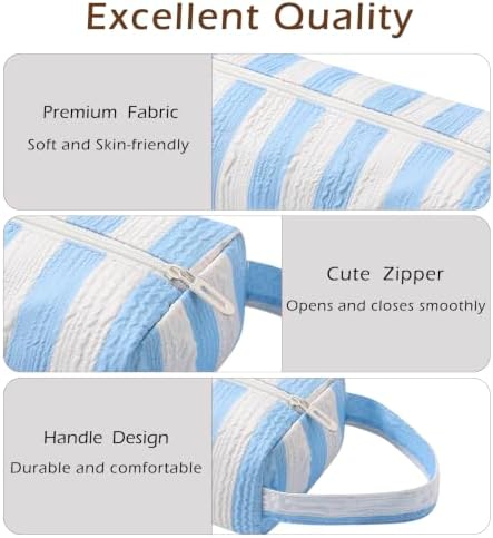 RSRSLEII Striped Hair Tools Travel Bag, Portable&Foldable, Blue&White - Image 3