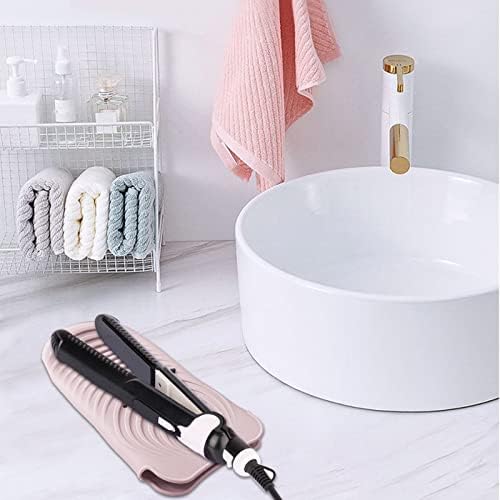 Heat Insulating Silicone Mat Pouch for Hair Styling Tools, Curling & Flat Irons Anti-Slip Travel Cover, Small Portable Straightener Pad for Curler Wands Storage, Hot Waver (Pink) - Image 7