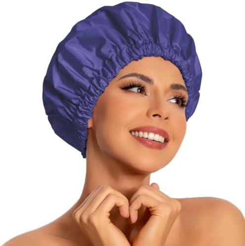Edoneery Shower Caps for Women Reusable Waterproof, Shower Hair Cap by Edoneery