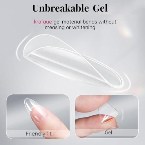 Krofaue 240PCS Short Almond Nail Tips, Flexible Gel Full Cover, 12 Sizes - Image 5