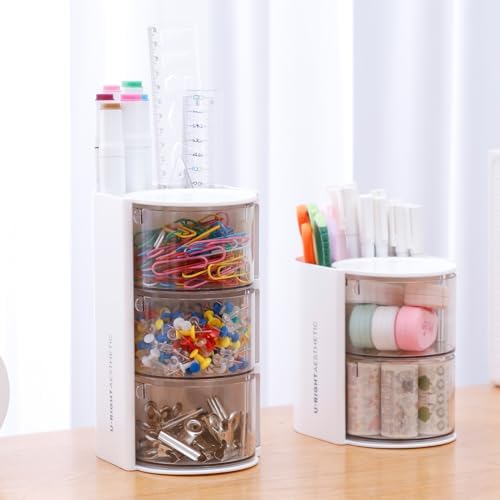 FABROK 2-Layer Hair Accessories Organizer with Hair Brush Holder, White - Image 7
