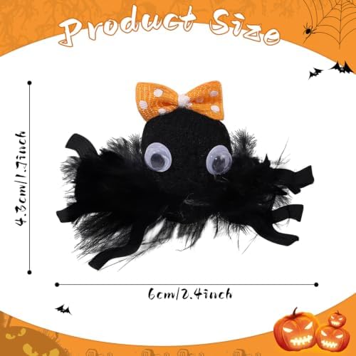 4 Pcs Halloween Spider Hair Clips, Cute Halloween Spider Bows, Polka dot webbing Feather Helloween Hairpins Handmade Alligator Clips,Gift for Cosplay Party Accessory - Image 3