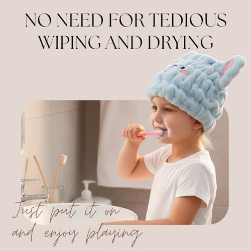 Microfiber Hair Towel Wrap for Kids, Elephant Toddler Quick Drying Cap - Image 3