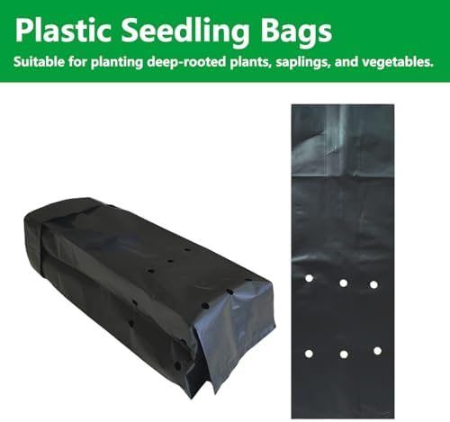 Belit 100 Pcs Deep Nursery Grow Bags, 11.5" H Plastic Pots for Starting Deep Rooted Plants Vegetable, Flower, Seedling Tree, Black - Image 2