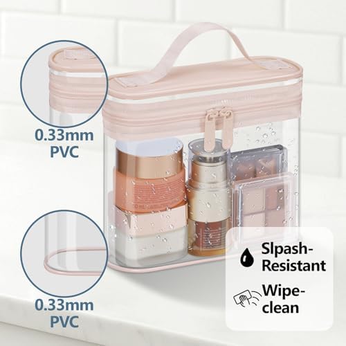 PACKISM Clear Makeup Bag for Travel - TSA Approved Toiletry Bag, 2 Pink - Image 5
