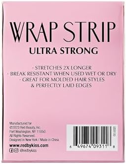 Red by Kiss Hair Wrapping Strip, Ultra Strong 2X Longer Stretch, 40 Strips, Suitable for Wet/Dry Hair, White, Styling Paper for Sleek Hairstyles (2.5", Black, 1 PACK) - Image 5