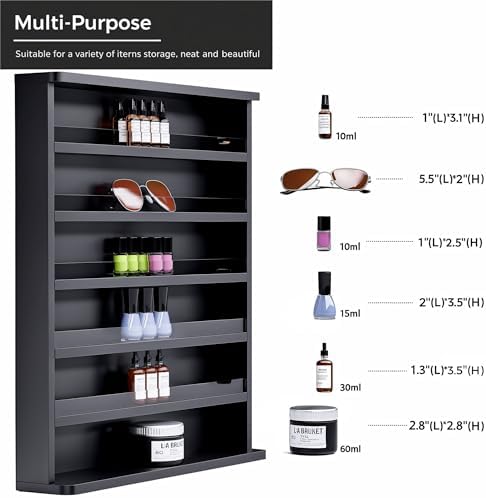 Wood Nail Polish Rack, 6 Tiers Nail Polish Organizer (Black, 2 Packs) - Image 5