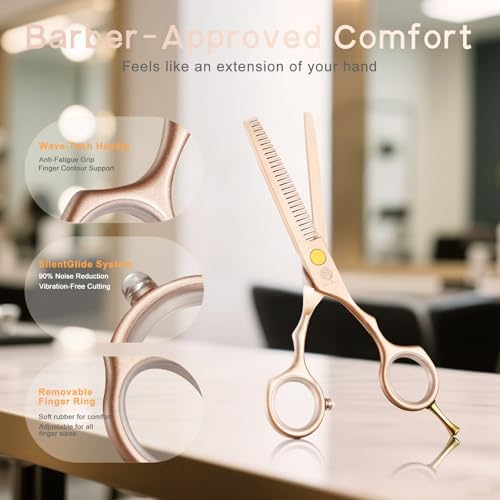 Purple Dragon 5.5 inch Hair Cutting Scissors Set with Razor - Rose Gold - Image 5