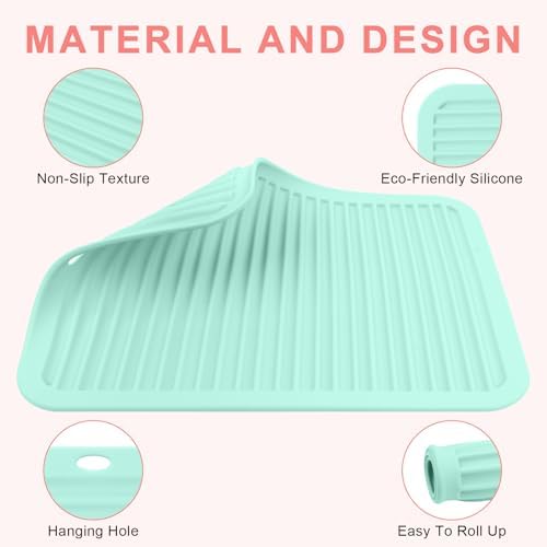 Silicone Heat Resistant Mat for Hair Tools, Oversize, Green - Image 4