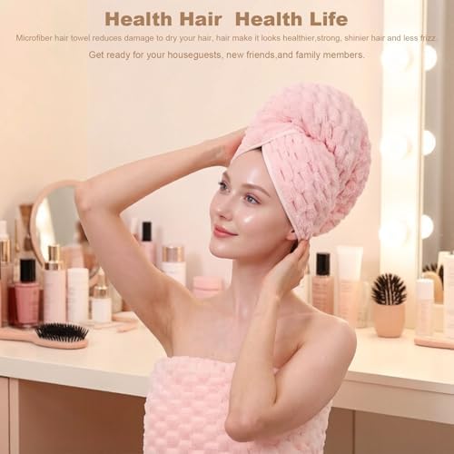 Super Soft Microfiber Hair Towels 2-Pack Lage Size (24x42 inch) for Girls - Image 2