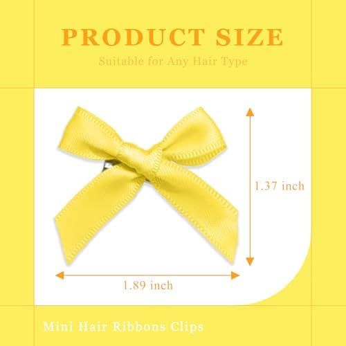 30PCS Yellow Hair Bows Cute Small Hair Bows Satin Bowknot Hair Clips Y2K Hair Accessories for Girls - Image 4