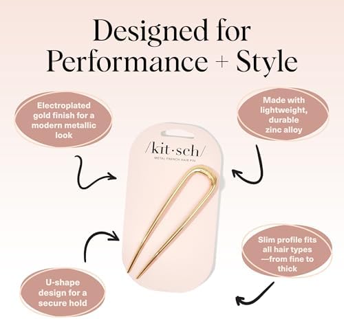 Kitsch French Hair Pins for Women | Secure Hold All Day - Gold, 1pc - Image 4