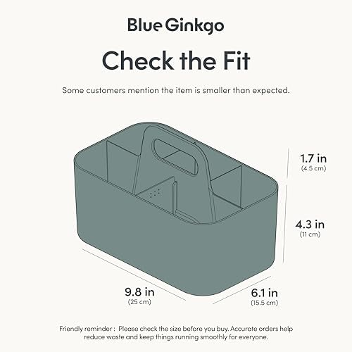 BLUE GINKGO Stackable Organizer Caddy, Rectangle, Green, Made in Korea - Image 3