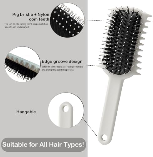 Curly Hair Brush, Volume Curl Defining Brush for Detangling Shaping and Styling Women's Curls, Reduce Pulling (Beige) - Image 2