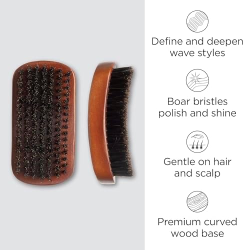 Diane Reinforced Boar Bristle Curved Military Wave Brush for Men and Barbers – Medium Bristles for Thick and Curly Hair – Use for Detangling, Smoothing, Wave Styles, Restore Shine and Texture - Image 2