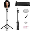 Wig Stand Tripod, 50 Inch Adjustable Mannequin Head Stand, Wig Head Stand for Cosmetology, Hairdressing Training - Includes T-Pins, Comb, Hair Clips & Carrying Bag (Head Not Included) by Unknown