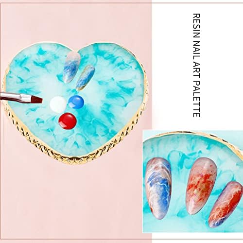2 Pcs Resin Nail Art Palette Set, Pink, Gold Edge - Image 5