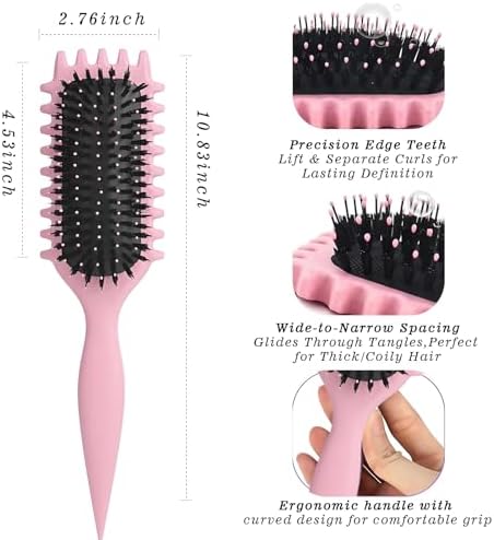 Curly Hair Brush, 2025 Curly Hair Products Curl Defining Brush, Bounce Defining Hair Shaping for Women Men,Pink - Image 3