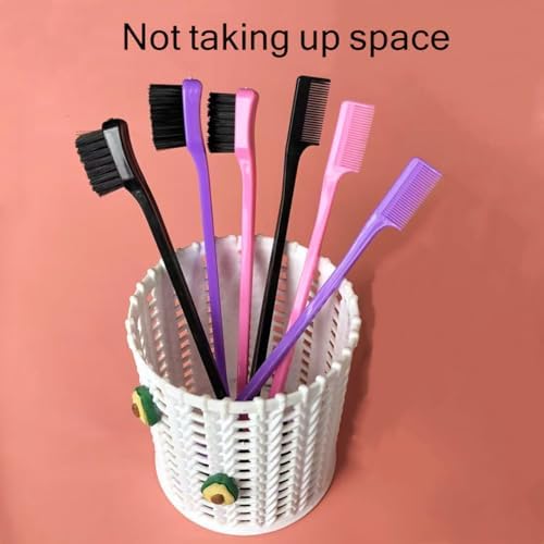 6Pack Double Sided Edge Control Hair Brush，Pink Purple Black - Image 7