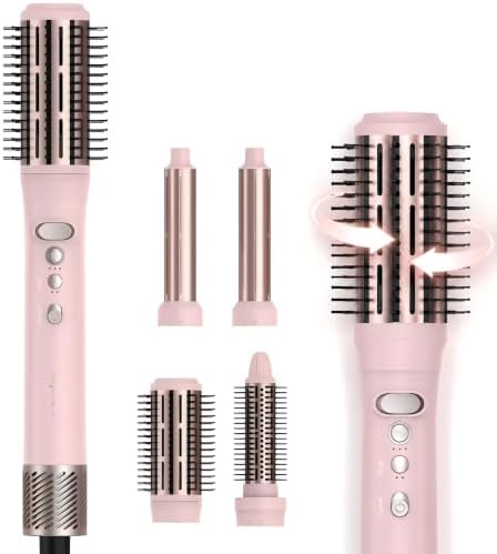Rotating Hair Dryer Blow Brush, Multi Hot Air Styler Wrap, 105,000 RPM High-Speed Volumizing Spinning Blow Dryer Brush with Auto Curlers, Dry & Smooth & Curl & Volumize All in One by ANGILALA
