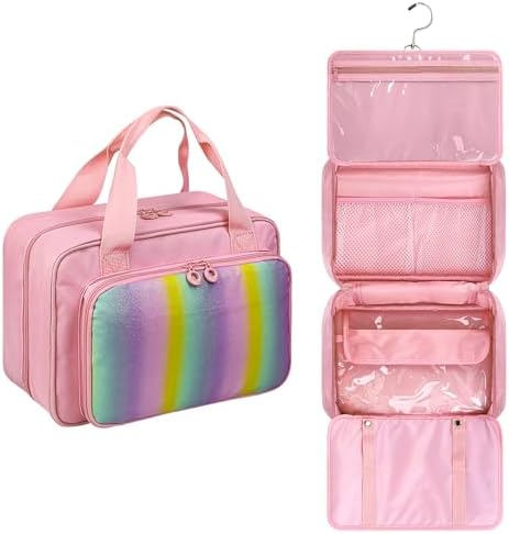 Grekos Hair Accessories Organizer for Girls, Kids Hair Bow Storage Bag, Holds Hair Clips, Headbands, Hair Ties & Scrunchies, Multiple Pockets, Hanging Travel Case, Pink (Bag Only) by Grekos