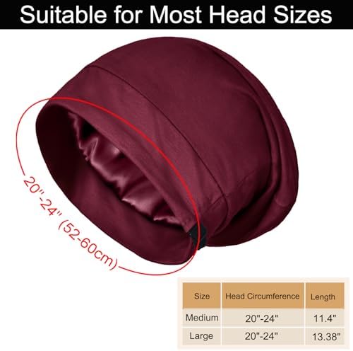 Satin Bonnets for Sleeping Adjustable Silk Lined Bonnet Sleep Cap Hair Wrap - Image 6
