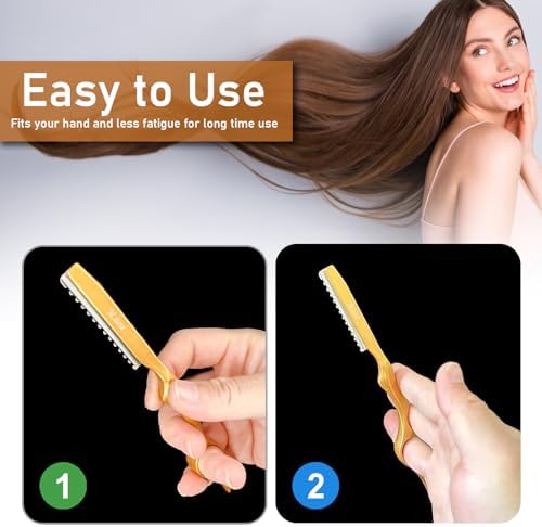 Hair Razors For Cutting Hair 6.89" with 10 Replacement Blades -Gold - Image 5