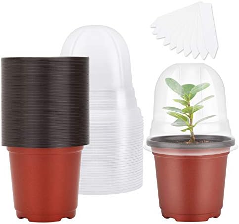 MIXC Nursery Pots with Humidity Dome, 4" Seed Starting Pot 30 Pack, Red by MIXC