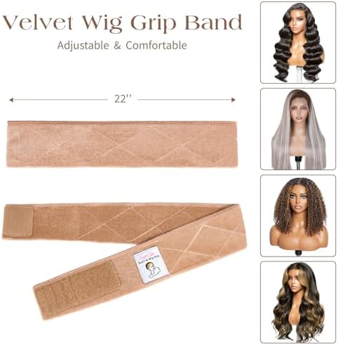 Beige Wig Grip Band 2 Pack, Non-Slip Velvet Strap, No Glue Needed - Image 5