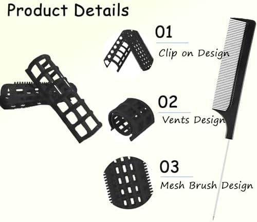 28PCS Plastic Hair Rollers Set 1.5cm/0.6in Heatless Rollers Hair Curlers Self Grip Rollers Tools for DIY Hairdressing Hair Salon(Black) - Image 3