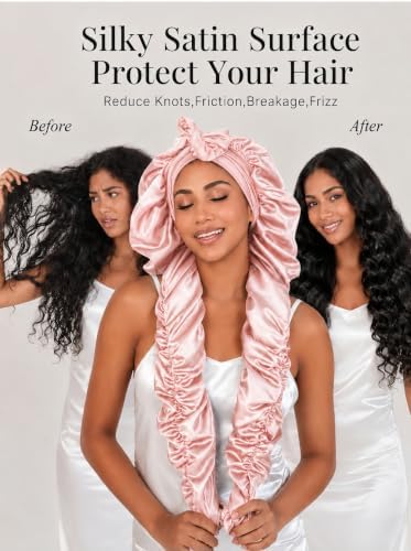 Double Layer Slik Like Satin Bonnet, 33-43" XXL Bonnet for Braids Long Hair - Image 4