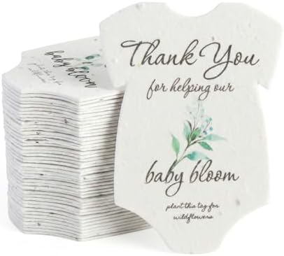 48 Green Onesie-Shaped Gift Wrap Tags with Wildflower Seeds by SeedBloom