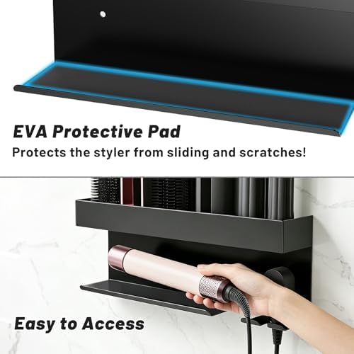 Affogato Storage Holder Compatible with Dyson Airwrap Styler, Curling Iron Wall Mount Holder Stand, Aluminum Hair Tool Organizer Rack for Bathroom - Image 5