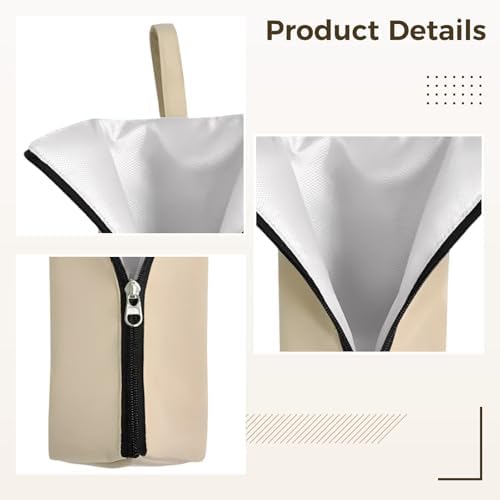 Khaki Heat Resistant Curling Iron Bag, Portable Hot Iron Holder Travel Bag with Pocket, Hair Straightener Tool Organizer, 11.4 x 3.93 in / 29 x 10 cm - Image 5