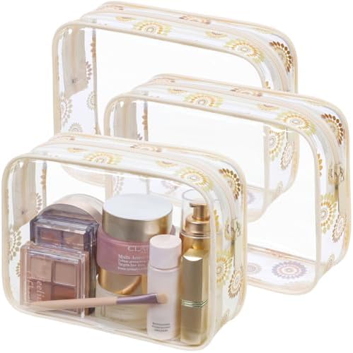 PACKISM TSA Approved Toiletry Bag - Beige Bohemian Print Clear Makeup Bag by Packism